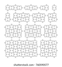 A lot of piece flat puzzle presentation. Many step puzzles business background. Simple pattern. Section compare service banner. Vector puzzle illustration template simple shape. 3d Abstract Background