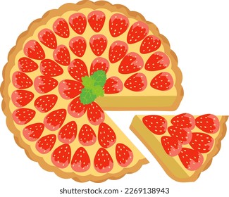 A piece of fresh and delicious strawberry tart