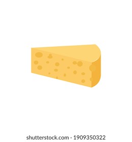 Piece of fresh hard pressed cheese flat icon vector illustration