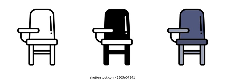 A piece of furniture with a back and four legs, used in classrooms, offices, and libraries for sitting while studying.