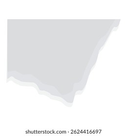 Piece of gray torn paper is creating a negative space for text or design