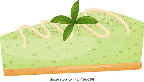 Piece of green cheesecake. Vector illustration on white background.