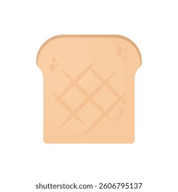 Piece of grilled bread in cartoon style on white background isolated. Sandwich bread. Crispy bread