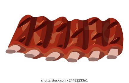 A piece of grilled ribs. An isolated juicy ready-made meat dish made from pork or beef. A ready-made dish for a restaurant, a menu for a cafe, a banner with a place to copy on a white background