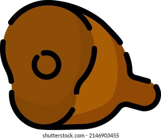 Piece of ham, illustration, vector on a white background.