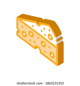 piece of hard cheese icon vector. isometric piece of hard cheese sign. color isolated symbol illustration