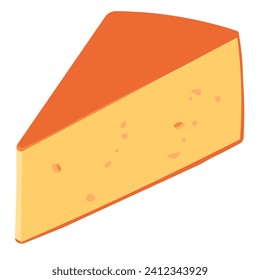 Un trozo de queso duro en una envoltura roja. Vector aislado en blanco