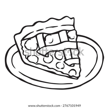 Piece of homemade cherry pie. Hand drawn doodle illustration.