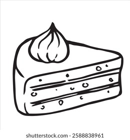 a piece of homemade pie. vector illustration in doodle style