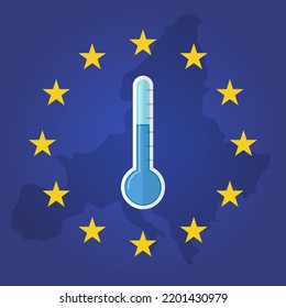 Ein Stück Eis mit gefrorenem Euro. Das Konzept der Energiekrise in Europa. Kommen Sie Winter. Steigende Energiepreise. Probleme mit Heizhäusern.