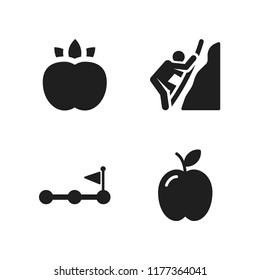 piece icon. 4 piece vector icons set. peach, apple and rope icons for web and design about piece theme