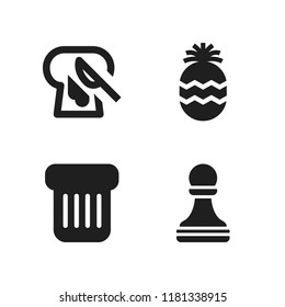 piece icon. 4 piece vector icons set. pineapple, toast and pawn icons for web and design about piece theme