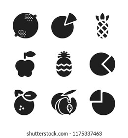 piece icon. 9 piece vector icons set. lemon, orange and apple icons for web and design about piece theme