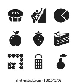 piece icon. 9 piece vector icons set. apple, pie and piece of cake icons for web and design about piece theme