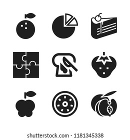 piece icon. 9 piece vector icons set. kiwi, peach and apple icons for web and design about piece theme
