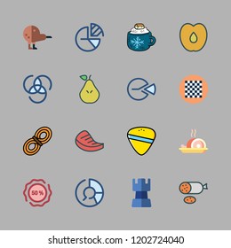 piece icon set. vector set about rope, strategy, peach and meat icons set.