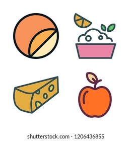 piece icon set. vector set about sticker, lemon, cheese and apple icons set.