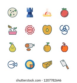 piece icon set. vector set about meat, lemon, sticker and pie chart icons set.