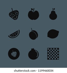 piece icon. piece vector icons set apple, garnet, chess board and strawberry