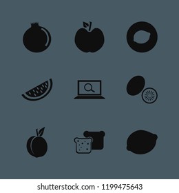 piece icon. piece vector icons set kiwi, garnet, bread slices and peach