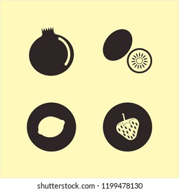 piece icon. piece vector icons set kiwi, lemon, strawberry and garnet