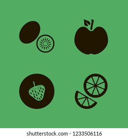 piece icon. piece vector icons set strawberry, kiwi, apple and orange