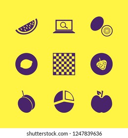 piece icon. piece vector icons set apple, strawberry, kiwi and lemon
