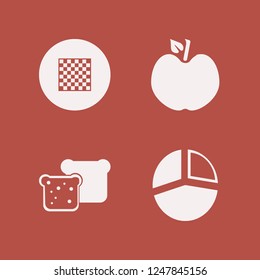 piece icon. piece vector icons set chess board, apple, bread slices and pie chart