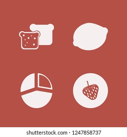 piece icon. piece vector icons set pie chart, bread slices, lemon and strawberry