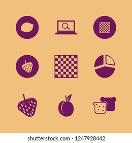 piece icon. piece vector icons set strawberry, bread slices, pie chart and peach