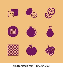 piece icon. piece vector icons set strawberry, pear, kiwi and chess board