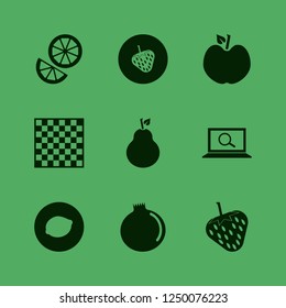 piece icon. piece vector icons set lemon, strawberry, pear and chess board