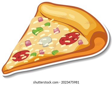 A piece of Italian pizza sticker on white background illustration