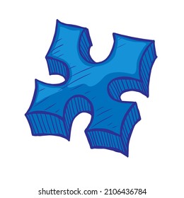 piece of jigsaw puzzle doodle vector illustration