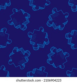 piece of jigsaw puzzle doodle vector seamless pattern