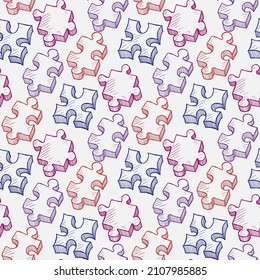 pieza rompecabezas rompecabezas doodle vector patrón sin fisuras