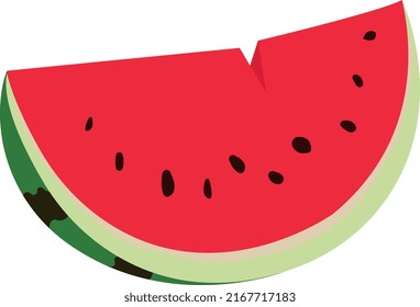 A piece of juicy, ripe watermelon with seeds