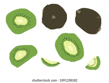 piece of kiwi fruit flat design