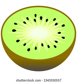 A piece of kiwi fruit. Kiwi icon. Half kiwi. Nice colors and beauty in minimalism. Vector.