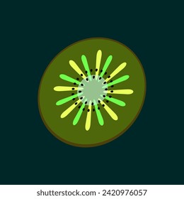 Un pedazo de kiwi.  Forma plana vectorial de frutas.