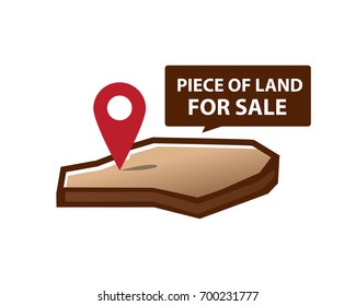 Piece Of Land For Sale With Pin Icon, Land Illustration, Icon Design, Isolated On White Background