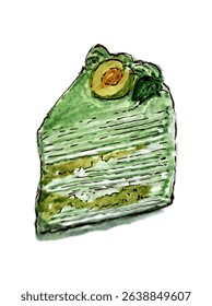 piece of layered cake watercolor illustration	
