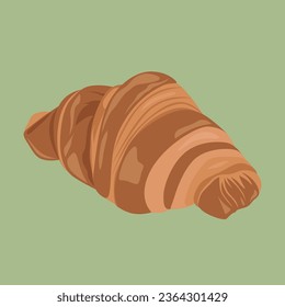 A piece of light crescent-shaped pastry, usually eaten in the morning. A croissant is using the French yeast-leavened laminated dough.