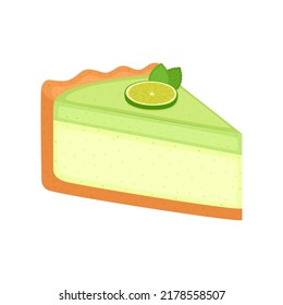 Pastel de queso de cal. Corta de cal aislada en fondo blanco, ilustración vectorial