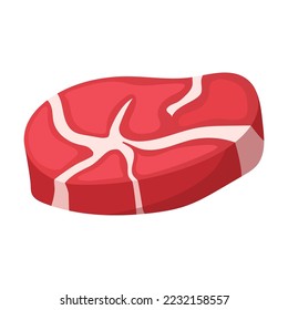 Un trozo de carne de buey de mármol. Ilustración del ingrediente del vector del producto aislada en el fondo blanco