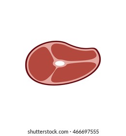 Piece of meat beef icon in flat style isolated on white background. Food symbol