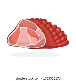 Piece of meat. Beef or pork. Fresh ingredient for cooking. Meal full of protein. Isolated vector illustration in cartoon style