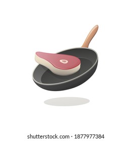 A piece of meat. Beefsteak concept. Isometric vector illustration. Meat for dinner. Cooking beef. Isolated on white background. 