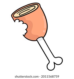 a piece of meat with bite marks. cartoon emoticon. doodle icon drawing, vector illustration