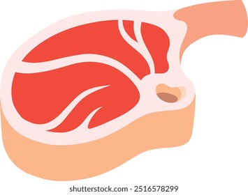 Piece of meat with bone. Vector illustration. Flat style.
